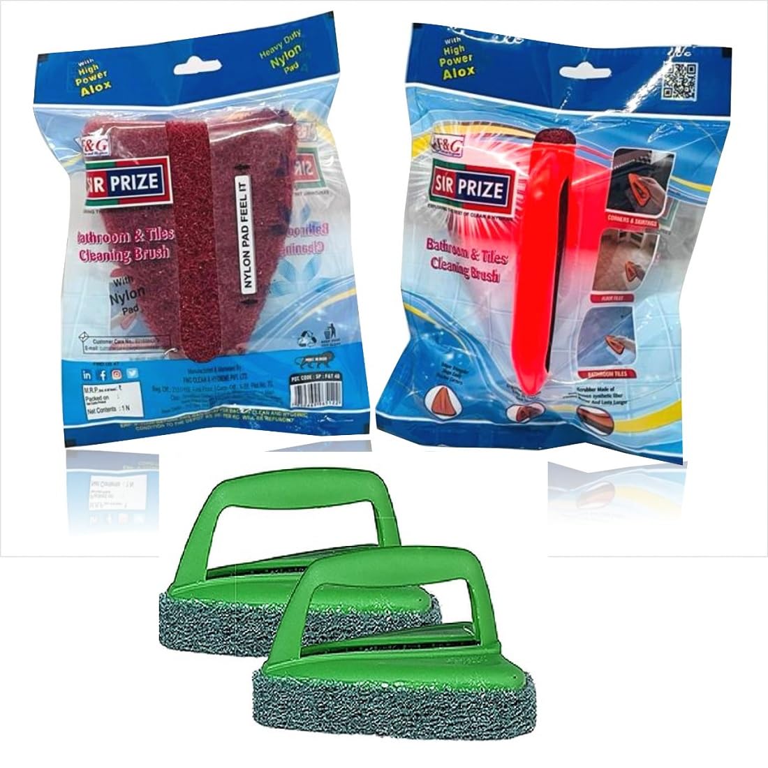 Sir Prize Floor and Tiles Jet Tough Bathroom Brush with Abrasive Scrubber for Superior Tile Cleaning with Plastic Handle (Multicolour, Pack of 2) (B0B3DSXCDH) Amazon Price History, Amazon Price Tracker