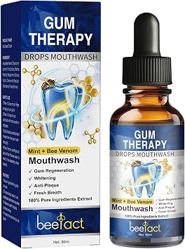 Gum Therapy Drops, Mint + Bee Venom Mouthwash, 50ML Gum Regeneration for Receding Gums Treatment, Stain Removal & Bad Breath Treatment for Adults, Instant Fresh Breath