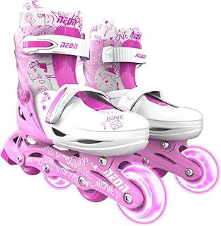 Yvolution Neon Kids Inline Skates with LED Light-Up Wheels – Adjustable Roller Skates for Boys & Girls Ages 5+ – Fits US S...