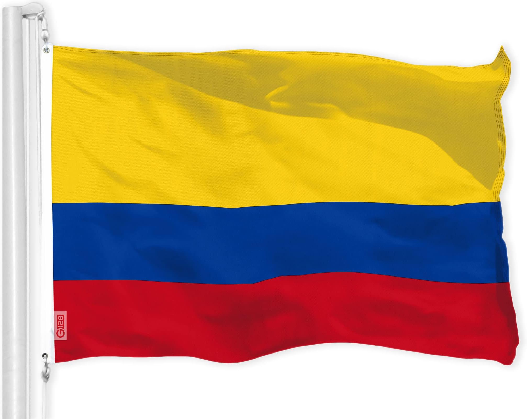 G128 Colombia Colombian Flag | 3x5 Ft | LiteWeave Pro Series Printed 150D Polyester | Country Flag, Indoor/Outdoor, Vibrant Colors, Brass Grommets, Thicker and More Durable Than 100D 75D Polyester