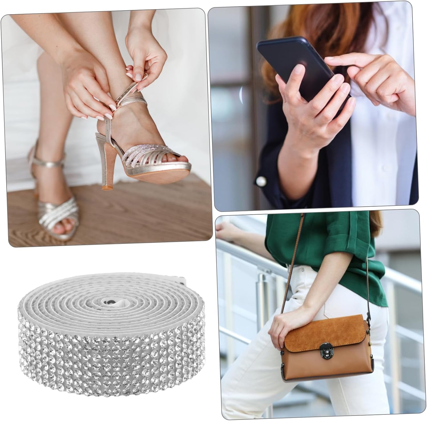 1set Rhinestone Adhesive Ribbon for Crafts Self-Adhesive Strips for Home Decor Fashion Accessories and Festival Decorations of Rows