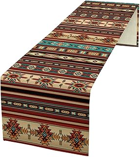 Aztec Southwest Table Runner,Ethnic Style Design Geometric Table Runners Dresser Scarves Table Setting Decor for Garden Farmhouse Wedding Party Holiday Dinner Home 13x36 Inch