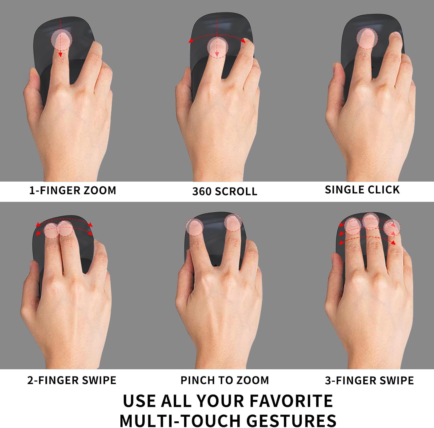 Silicone Cushion for Apple Magic Mouse - Ergonomic Mouse Pad, Multi-Touch Surface Grip, No Glue Palm Rest (Black) image 3