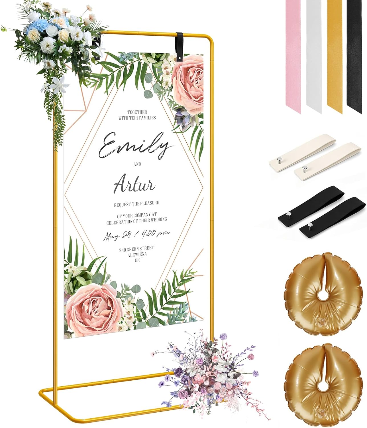 Wedding Welcome Sign Holder, Adjustable Welcome to Our Wedding Sign Stand, Heavy Duty Display Easel for Event Signs & Seating Chart, Wedding Seating Chart Stand, Easel for Display