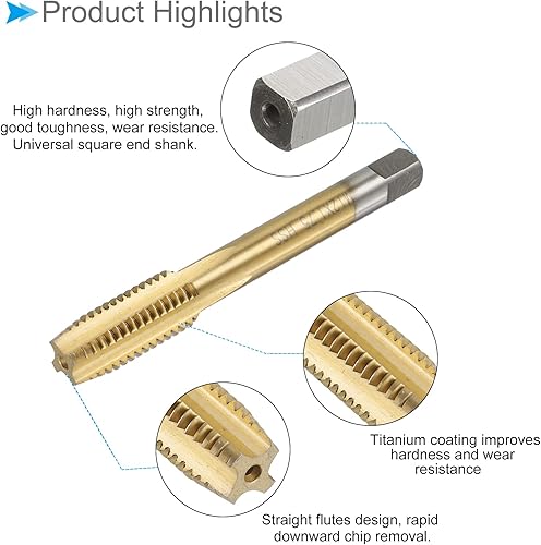 Miniatura 10 de Grifos de fresado de rosca, rosca métrica M16 x 1.5, máquina recubierta de titanio, herramienta de roscado de tornillos de 4 flautas rectas