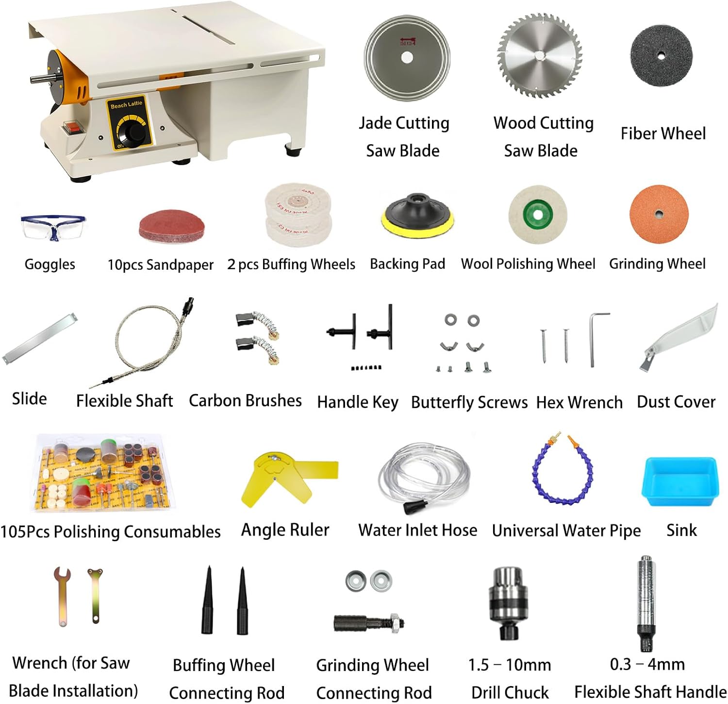 Lapidary Saw for Jewelry and Gemstone, 750W Lapidary Equipment with Adjustable Angle, Multi-Functional Mini Table Saw for Rock, Wood & Crafts, Complete DIY Kit