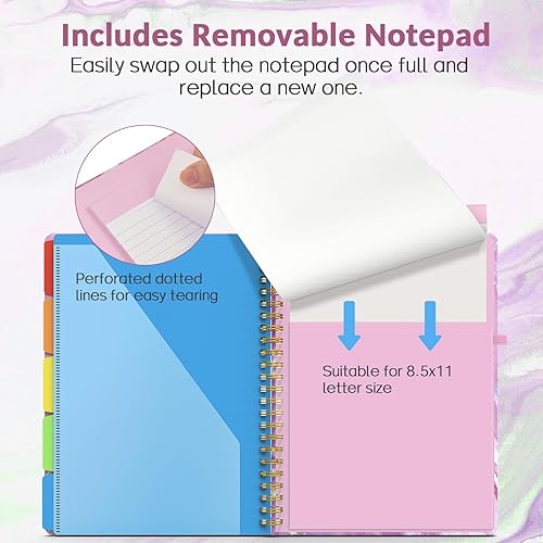 Miniatura 5 de Sooez Folio portapapeles con bloc de notas recargable, carpeta portapapeles con 10 bolsillos de almacenamiento para tamaño carta, cuaderno