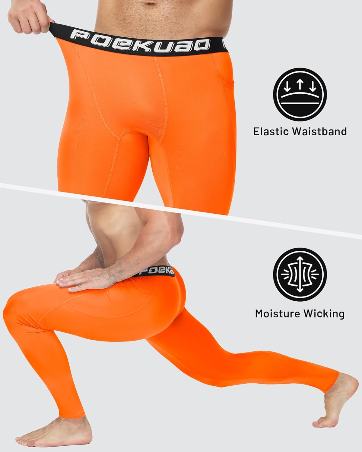 Compression Pants for Men with Pockets Running Leggings Workout Tights Base Layer for Athletic Gym Basketball