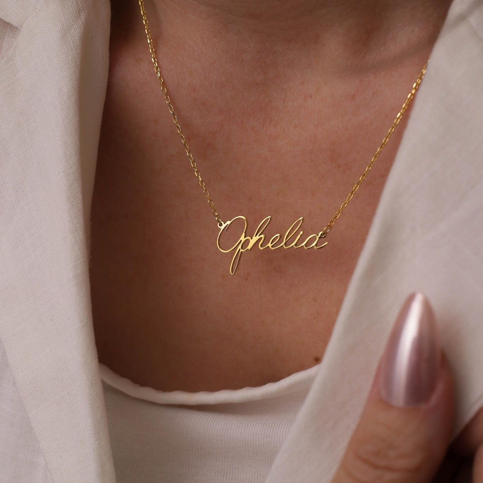 Su misura collana con nome con pietra portafortuna minimalista targhetta con nome gioiello compleanno per mamma Festa della Mamma anniversario