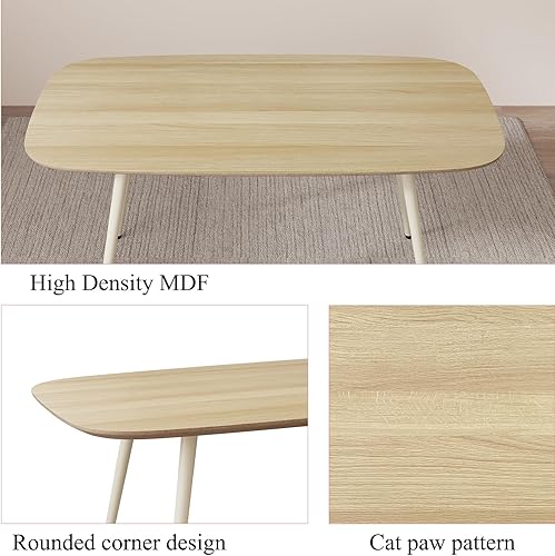 Miniatura 3 de Mesa de comedor moderna de granja de 47.2 pulgadas, mesa de comedor rectangular de madera con patas de metal para 4 personas para comedor, cocina,