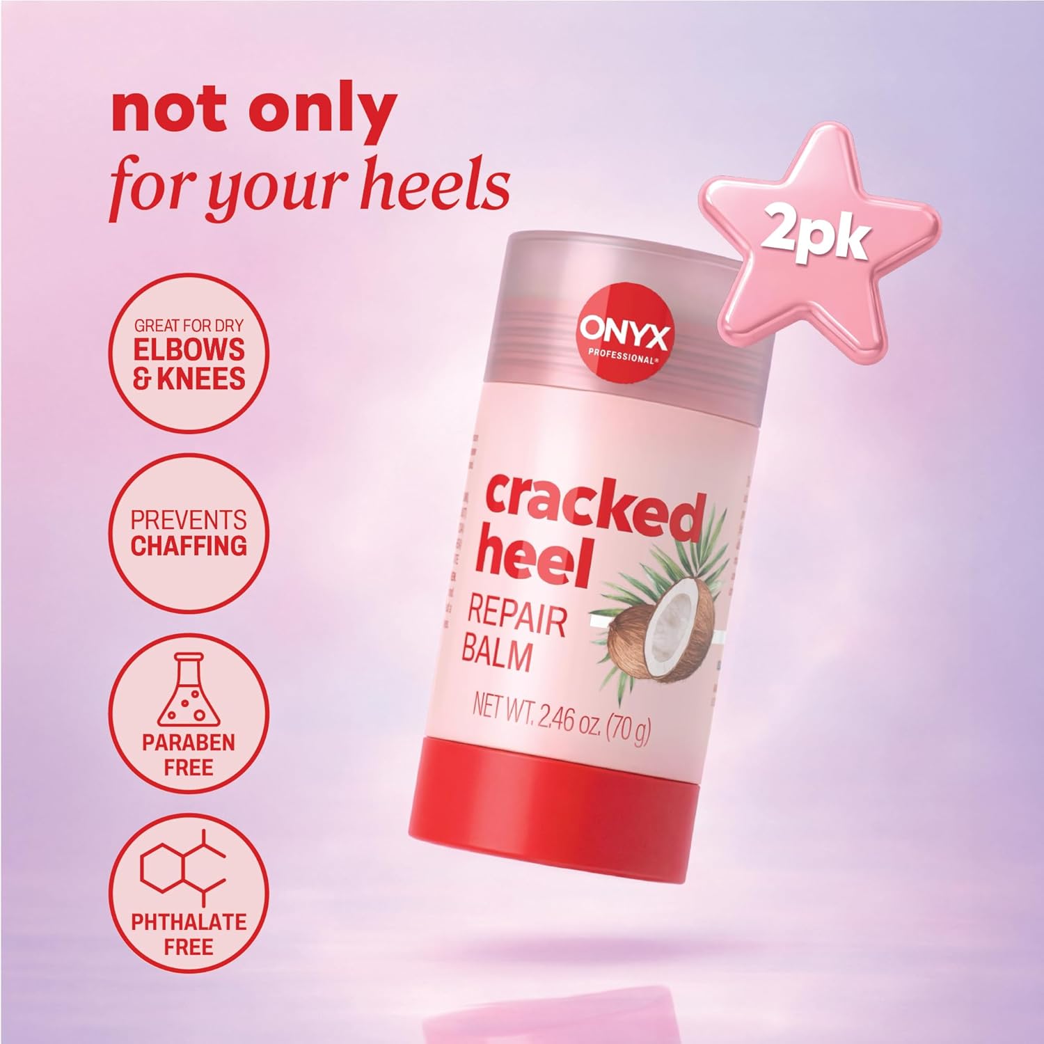 Onyx Professional Cracked Heel Repair Balm Stick for Dry Cracked Feet Treatment, Coconut Scent, 2 pack - Moisturizing Foot Balm, Rolls On, Cracked Heel Treatment - Image 5