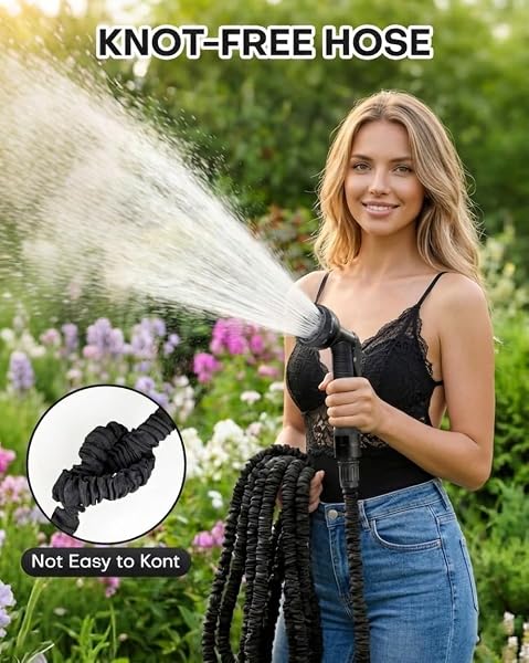 Manguera Extensible 15 m, Manguera Jardin con Adaptadores de Normas EU para Exterior e Interior y 8 Modos Pistola para Familias con Jardín, Huerto, Campo, garden hose - 5