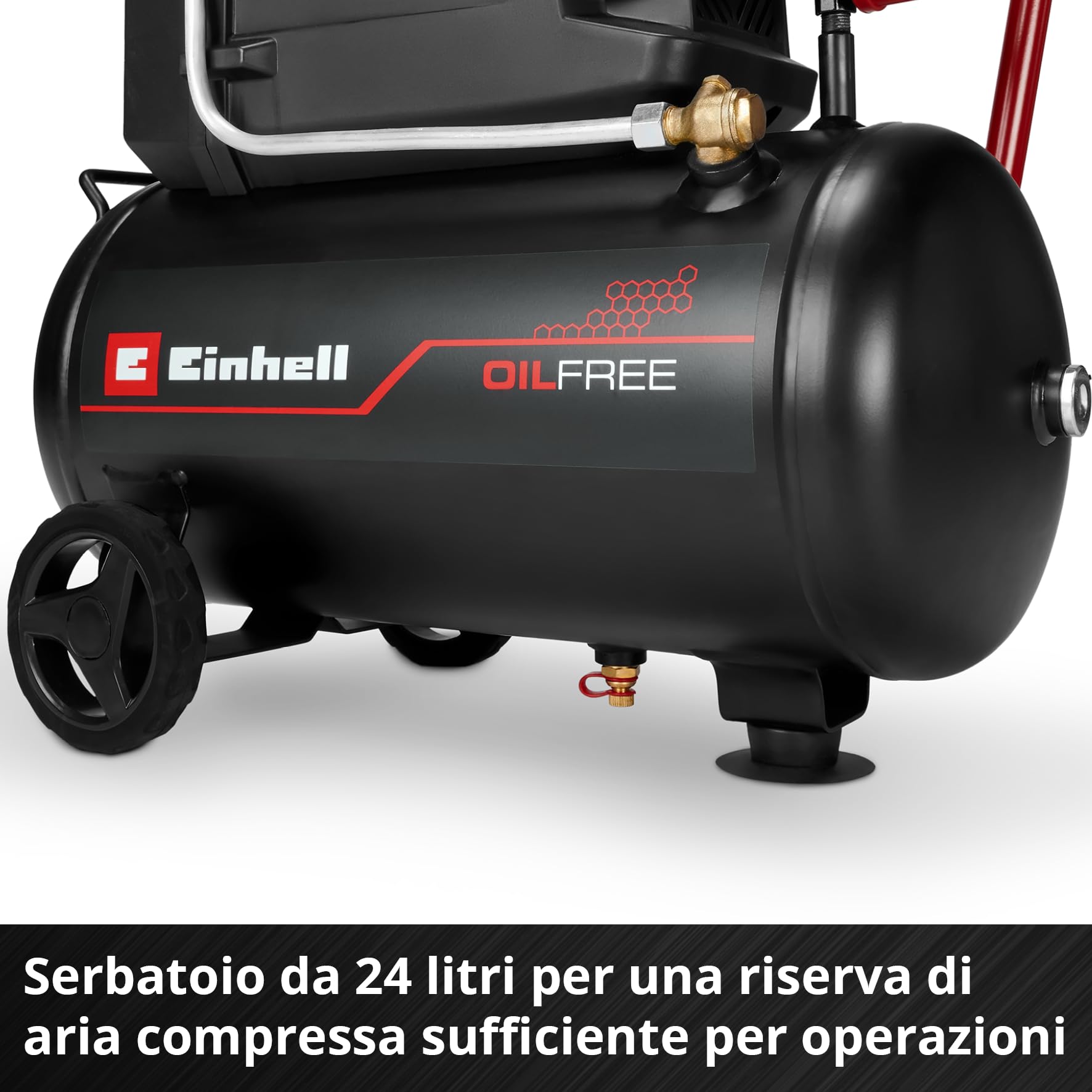 Compressore Einhell TC-AC 190/24/8 I OF (1500 W, max. 8 bar, serbatoio da 24 l, potenza di aspirazione 190 l/min, compressore silenziato da 70 dB, manometro, riduttore di pressione)