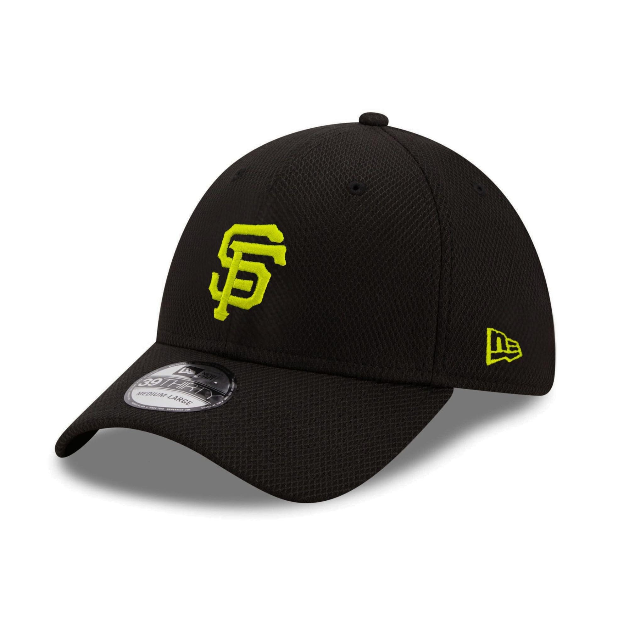 New Era Unisex San Francisco Giants #31487 San Francisco Giants Mlb Diamond Era Black Yellow 39Thirty Stretch Cap
