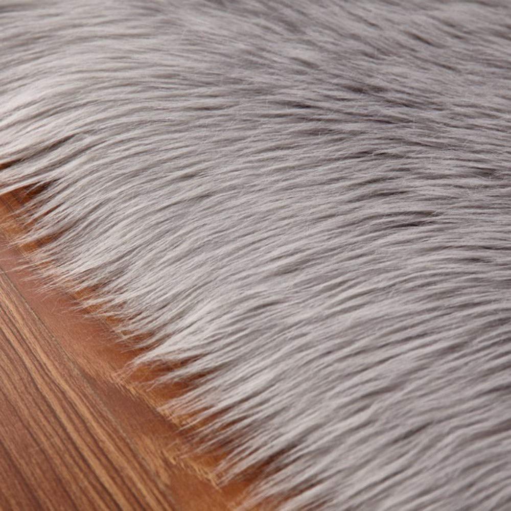Tapis en Peau de Mouton synthétique, Imitation Toison Moquette Fluffy Soft Longhair Décoratif Coussin de Chaise Canapé Natte, Cozy Sensation comme véritable Laine Tapis (Gris)