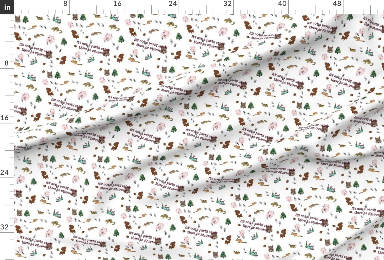 Spoonflower Fabric - Squirrel Party Animal Rodent Acorn Nature Printed on Upholstery Velvet Fabric Fat Quarter - Upholstery Home Decor Bottomweight Apparel