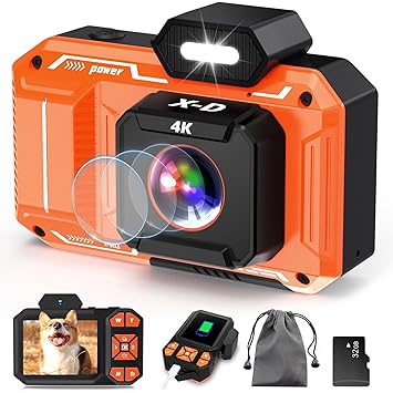 4K Digital Camera,HD 48MP 18X Zoom Anti Shake Auto Focus Kid Camera with 32G Card, Point and Shoot Camera Portable Video Camera for Kids, Teens, Beginners