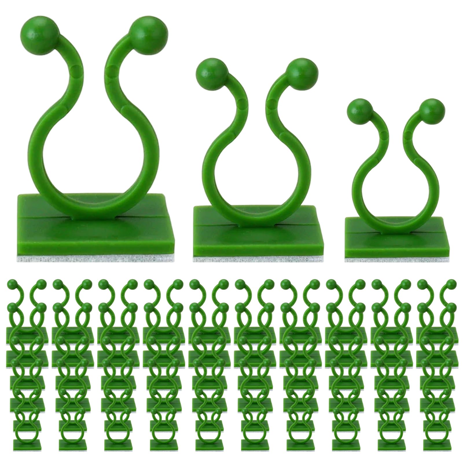 Wedhapy Plant Clips for Climbing Plants 110Pcs Plant Clips, 3 Different Sizes Green Self-Adhesive Support for Vine Branches, Wires and Cables