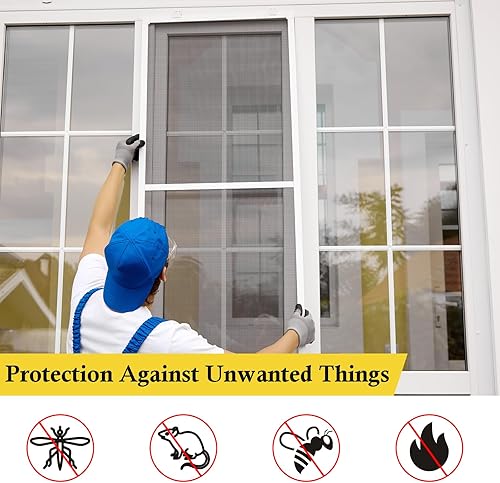 Miniatura 4 de fowong Rollo de malla de acero inoxidable 304 para ventana, color negro, 47 pulgadas x 10 pies, repuesto de malla de alambre duradera para puerta,