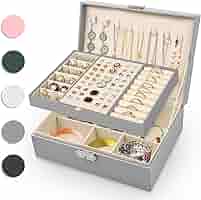 Portagioie Eucomir 2 Strati In Pelle PU - Organizer Per Viaggio Con Serratura Per Collane, Orecchini, Bracciali - Foto 4