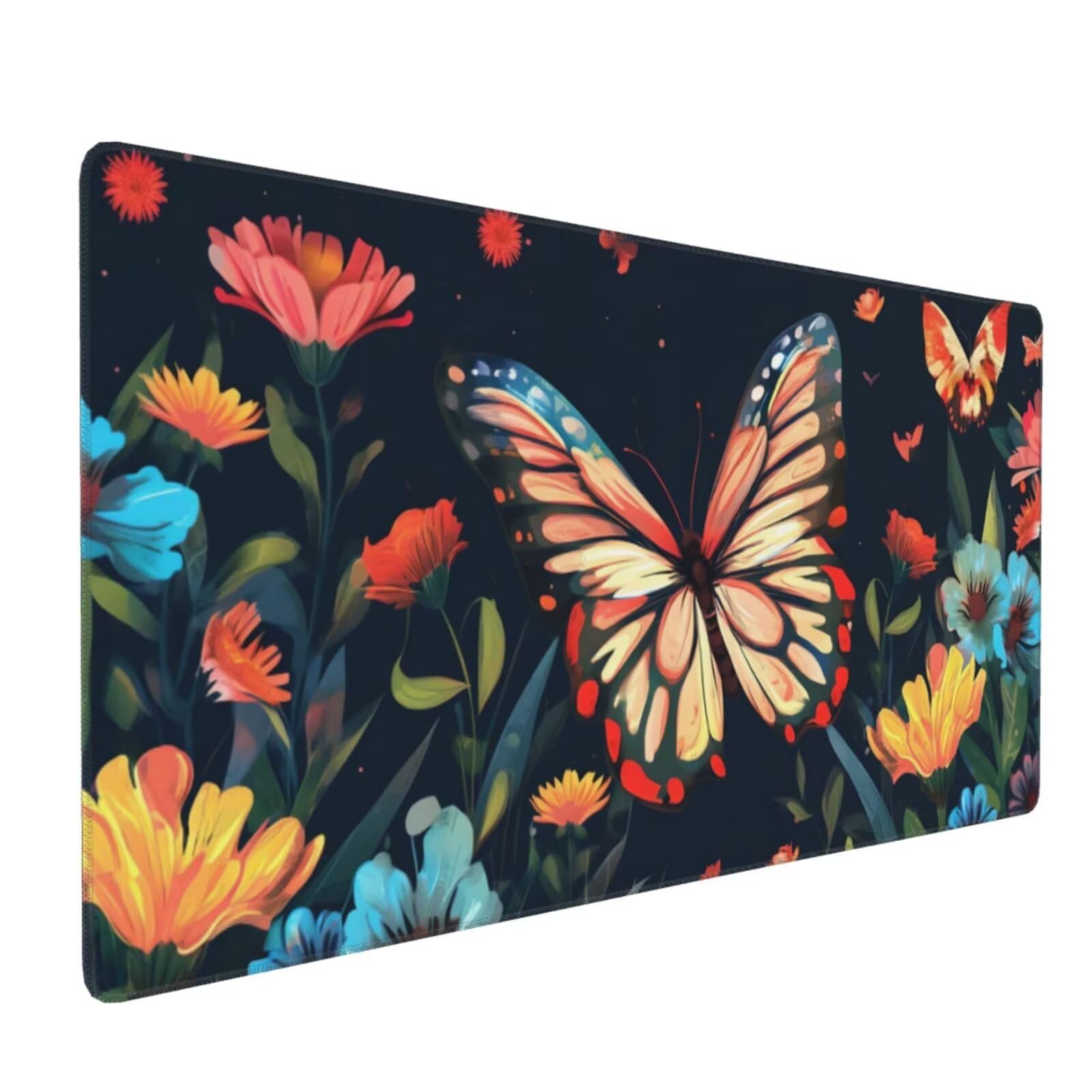 Podkładka pod mysz motyl, podkładka pod mysz 1200 x 400 mm, duża podkładka pod mysz dla graczy z antypoślizgową gumową powierzchnią, podkładka pod mysz XXL do gier w kwiaty poprawia precyzję i