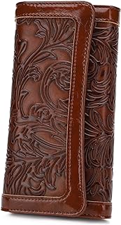 MEITRUE Women's Wallet Leather RFID Blocking Trifold Ladies Purse Embossed long Clutch Card Holder Phone Checkbook Organizer