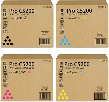 C5200 Toner Replacement for Ricoh Pro C5200 C5200S C5210S | High Yield Pro C5200 Toner Cartridge 828422 828423 828424 828425 Black Cyan Magenta Yellow-4Pack