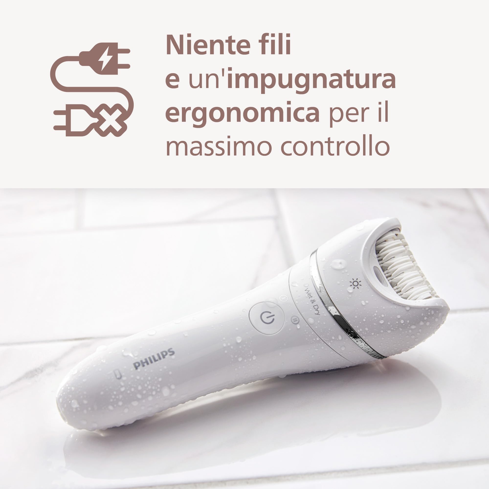 Philips Beauty Set Serie 9000 - Set all-in-one per tutto il corpo, epilatore senza fili, wet & dry, 6 accessori, modello BRE770/92