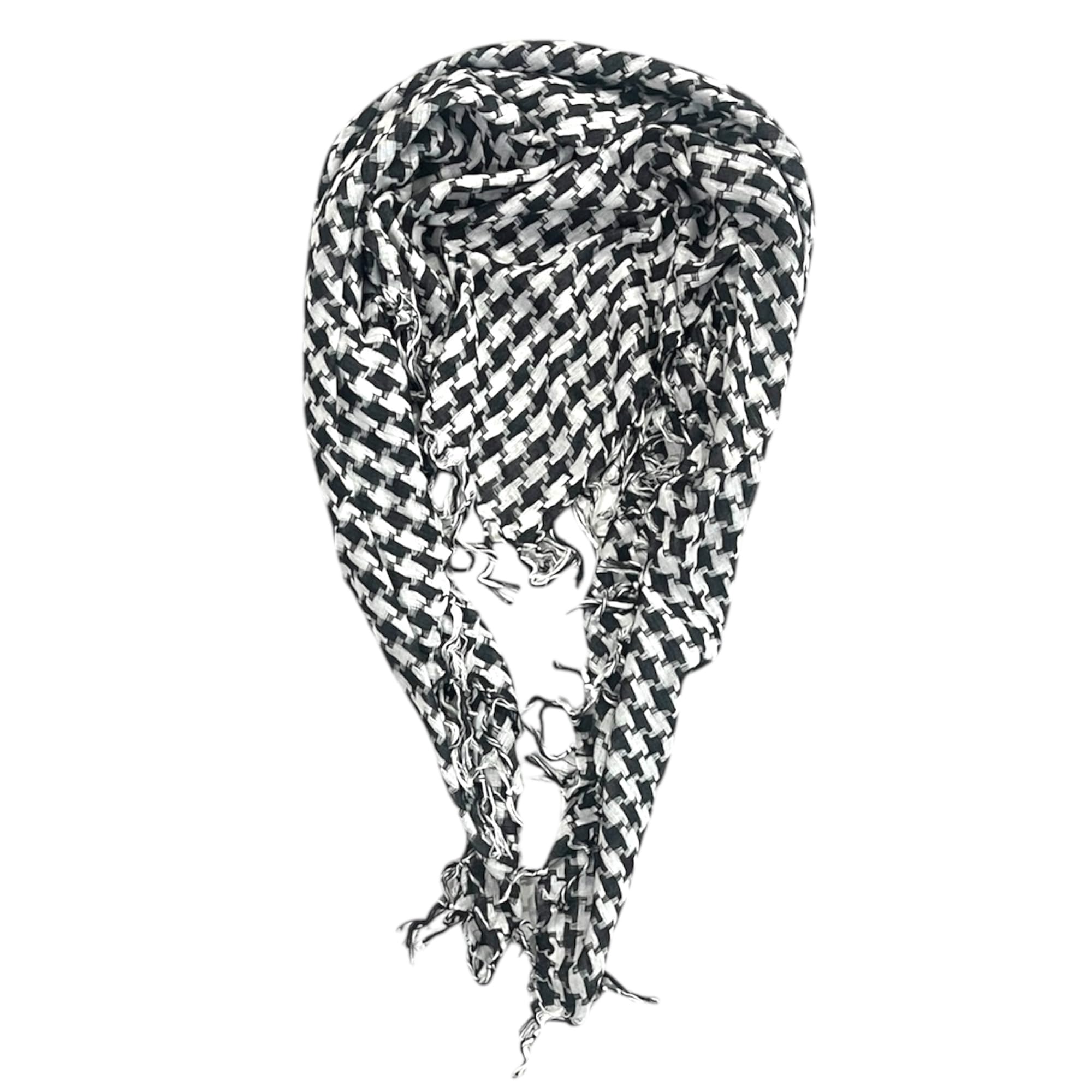 Tiger Salman Khan Print Houndstooth Pattern Scarf, Black and White, Haji Rumal, Square and Rectangle Design | Arafat Stole