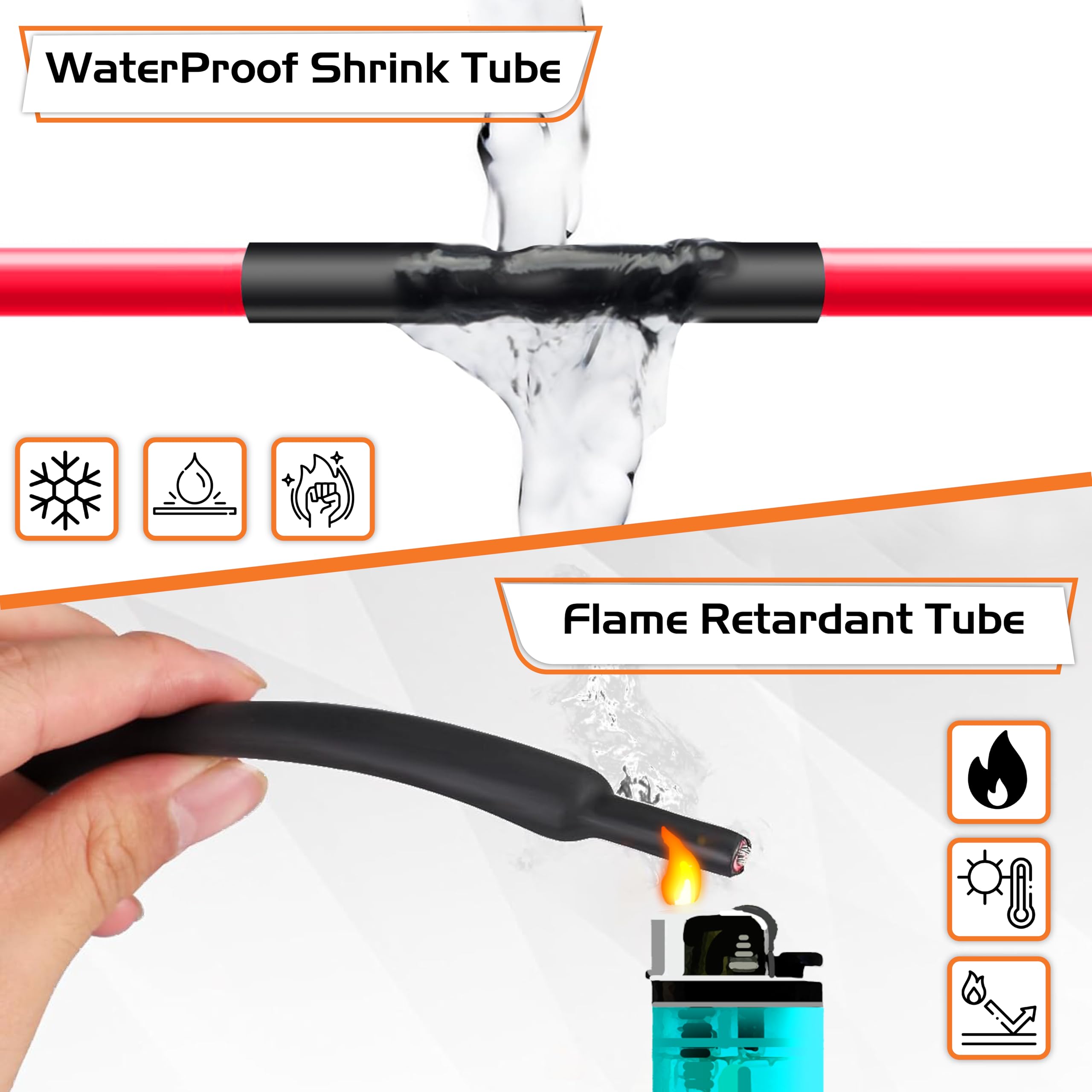 Tubo termorretráctil de 1.25 pulgadas, tubo termorretráctil de alambre de relación 3:1, grado industrial y marino, tubo retráctil de alambre forrado adhesivo de doble pared, tubo