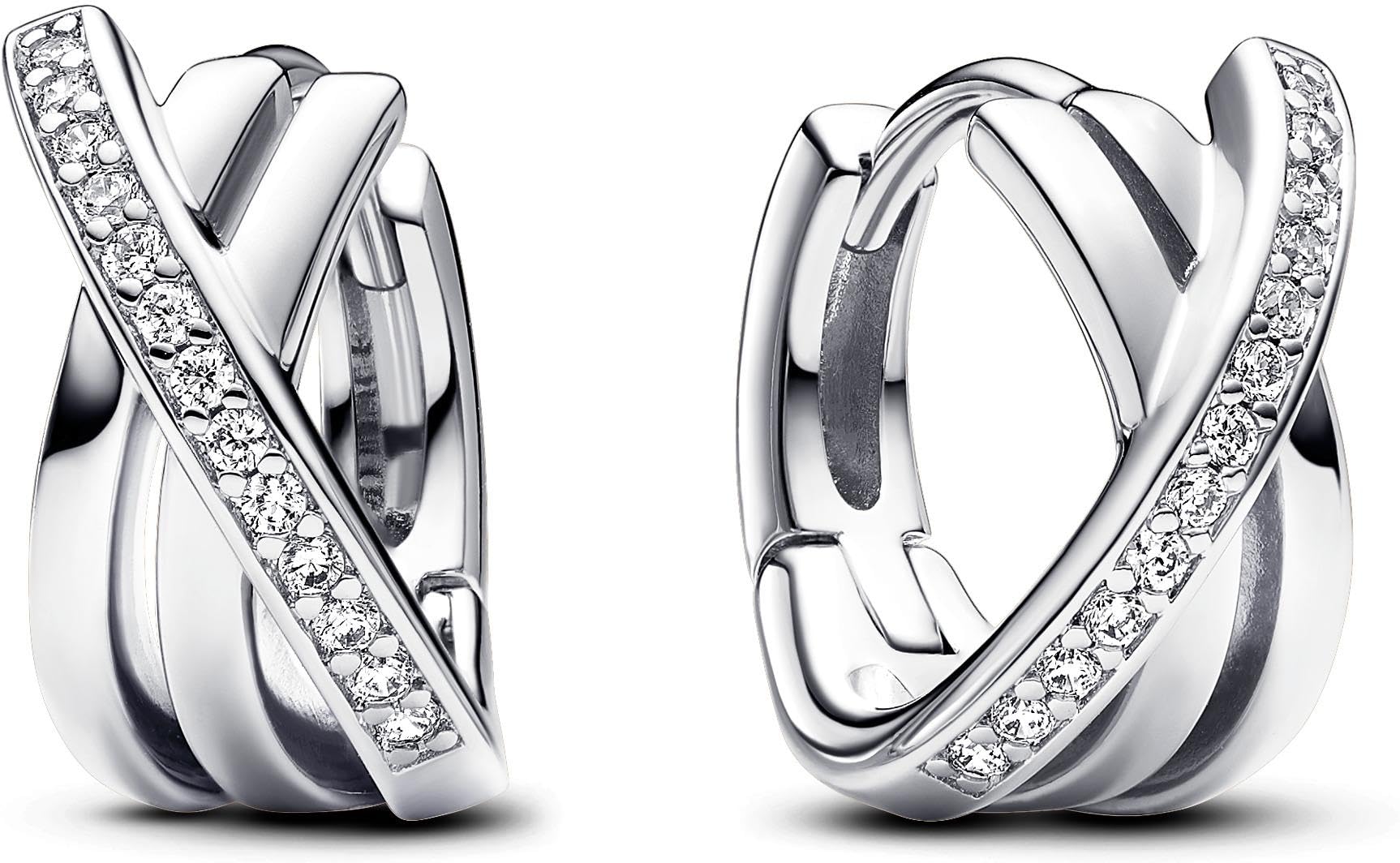 Pandora Überkreuzte Pavé Creolen 293150C01 Earrings