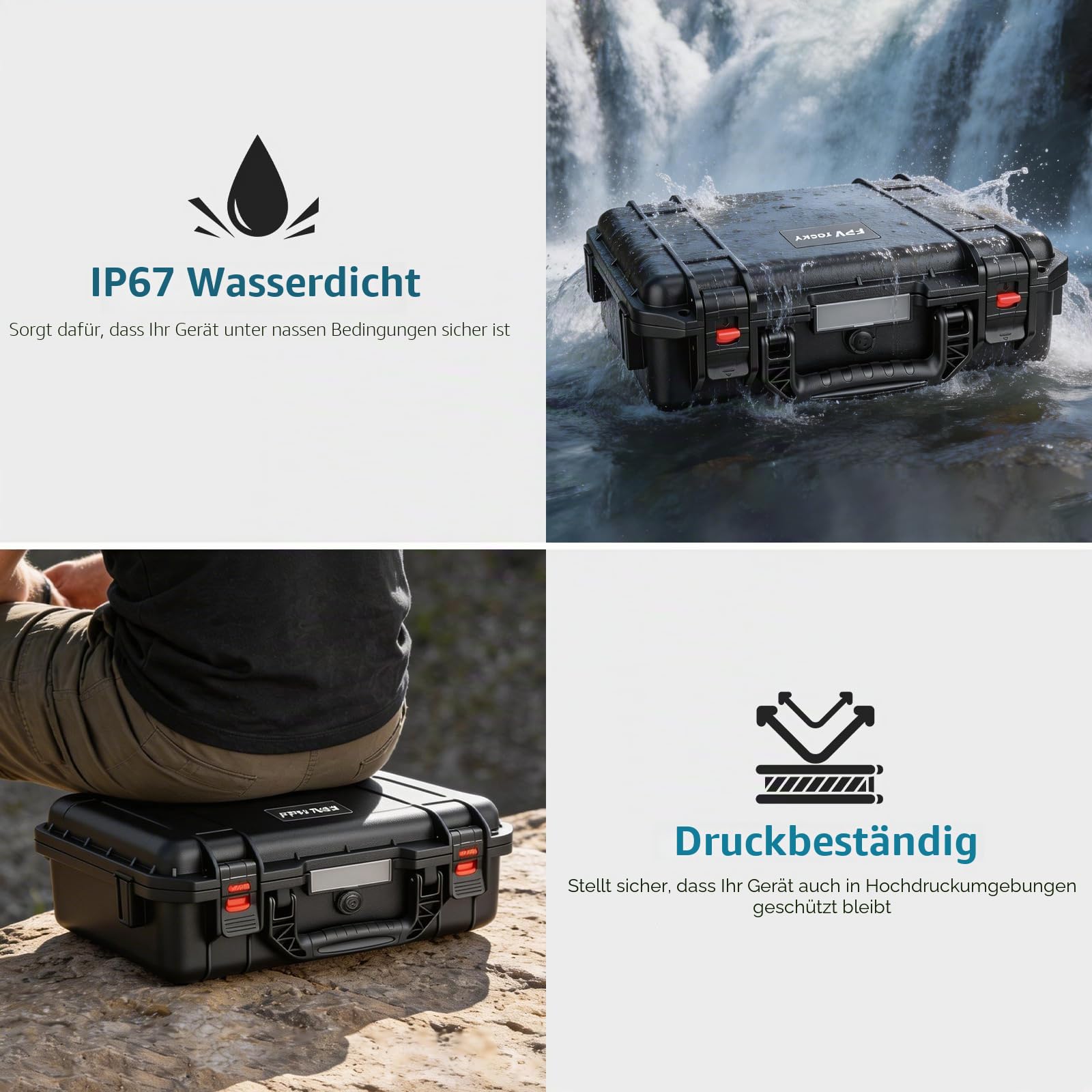 FPVtosky Koffer für DJI Avata 360 & RC 2 – IP67 Wasserdicht, mit Platz für Landematte, Ladestation Zubehör [NUR KOFFER]