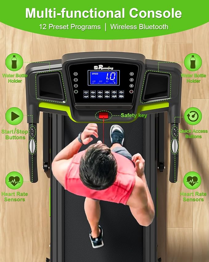 Caminadora Plegable con Inclinación Verde oscuro miniatura 2