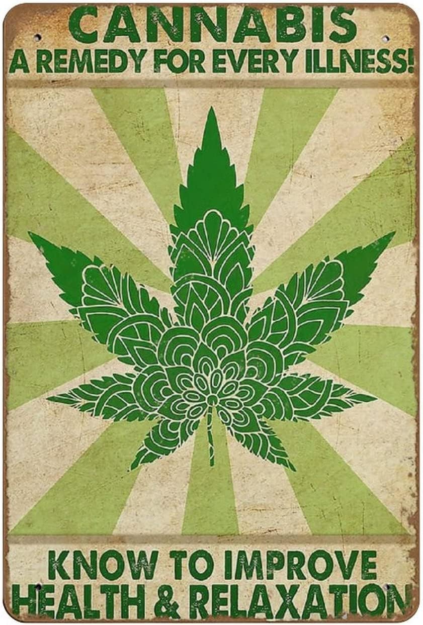 Metal Tin Sign 8" x 12" Cannabis Poster Cannabis A Remedy