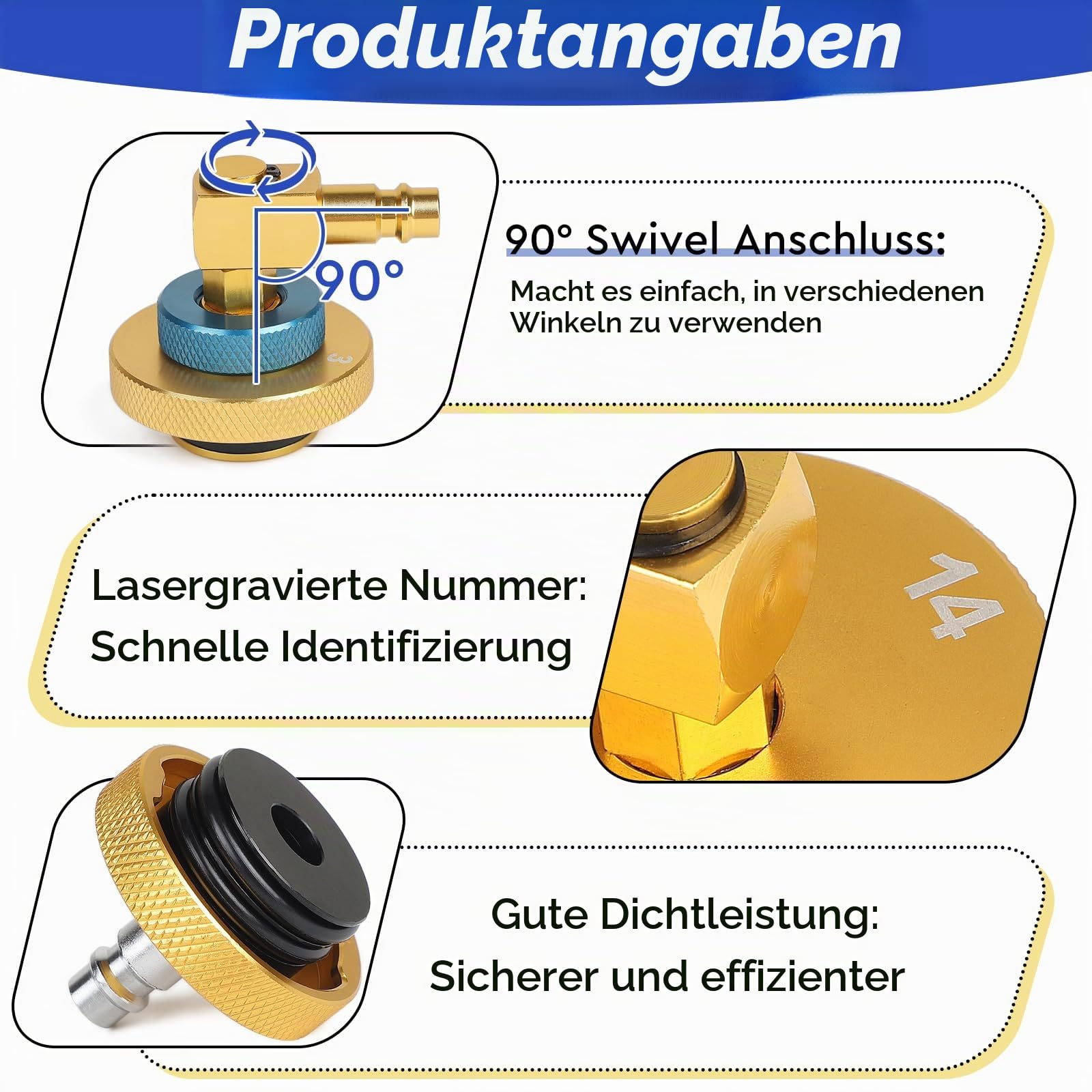 efuturetime Bremsenentlüftungsgerät Adapter Set 17-TLG, mit Schnellkupplung