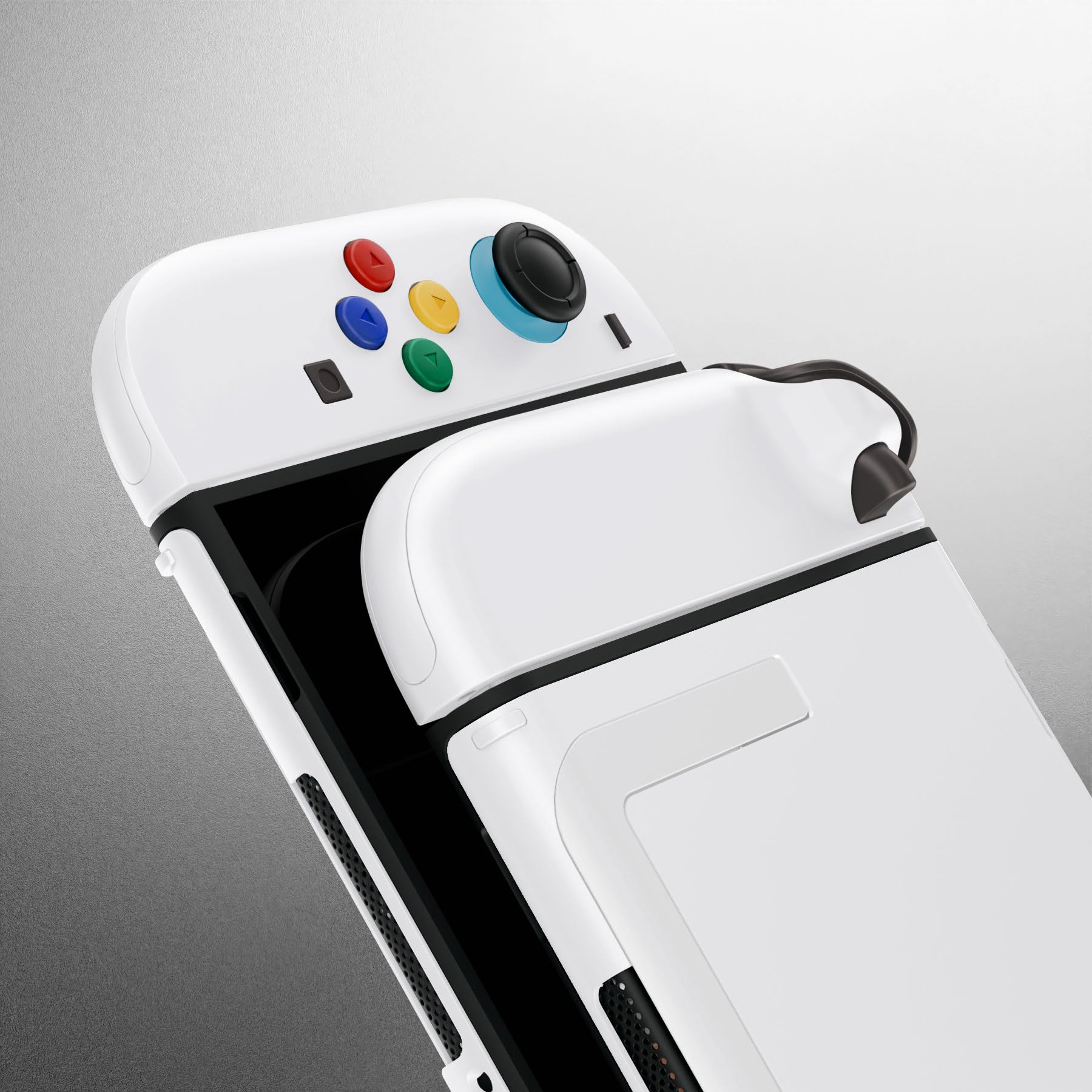 eXtremeRate DIY-Full Gehäuse Set für Nintendo Switch 2 Konsole, Deluxe Version Custom Faceplate/Rückplatte/Grips Joy Con Shell mit Tasten Zubehör – Schneeweiß
