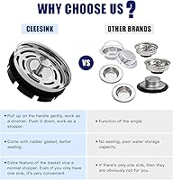 Vista 3 de CLEESINK Kitchen Sink Strainer and Stopper Combo for Standard 3-3/8 Inch Drain