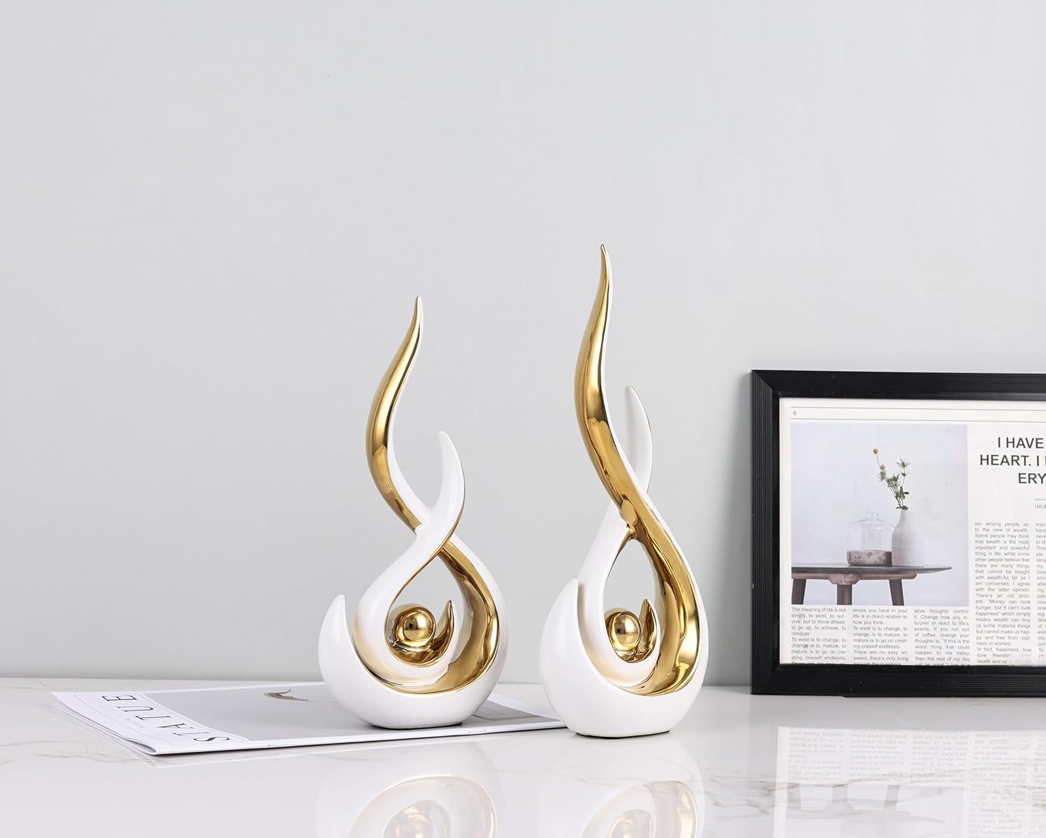 WUBIANJIE Modern Abstract Art Home Decor Accent,Contemporary Statues Coffee Table Decor for Living Room,Table Centerpieces,Dining Room Art,Ceramic Sculptures Knick Knacks for TV Stand Show Piece