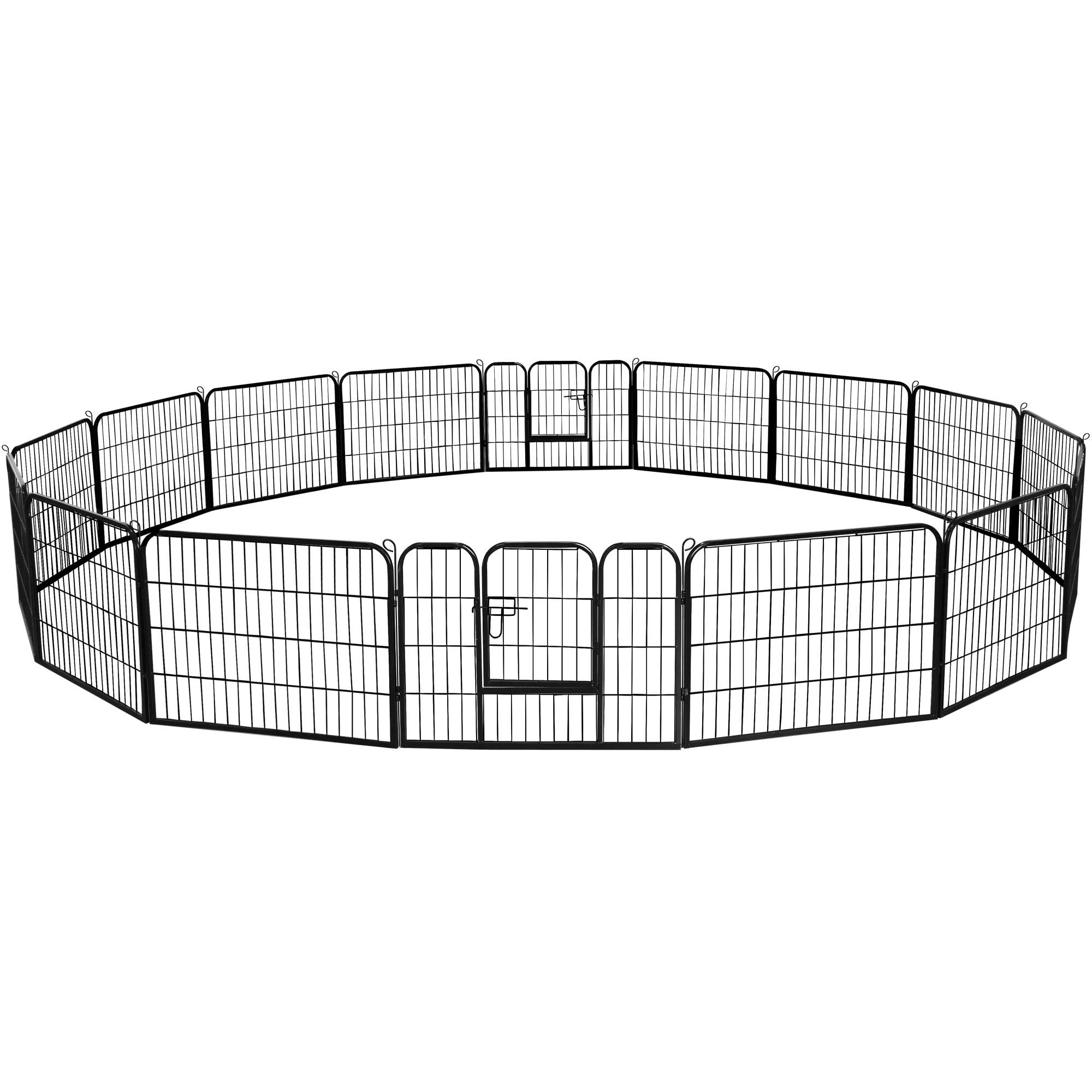 Yaheetech Foldable Pet Pen 24''H Metal Dog Pen Puppy Cat Exercise Fence Barrier Kennel 16 Panels/32 Panels 16 Panels
