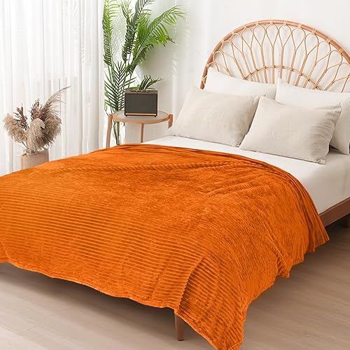 Miniatura 4 de Vessia Manta de franela de forro polar de tamaño individual para cama, sofá, (60 x 80 pulgadas), manta de cama de microfibra de 10.58 ozm a rayas