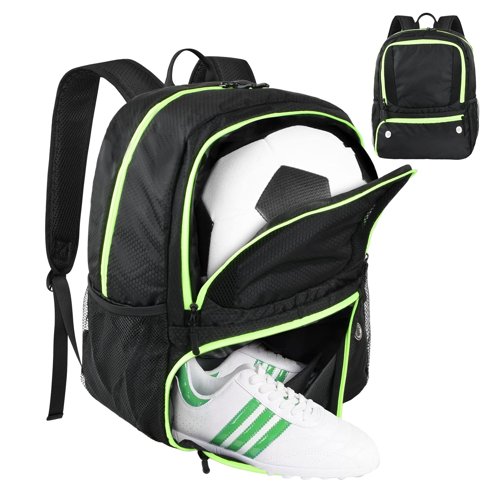 Dokeno Sac à Dos de Basket-Ball pour Homme, Sac à Dos de Football avec Compartiment pour Ballon et Chaussures, Sac pour équipement de Sport adapté au Ballon de Volley-Ball, de Football et de Soccer