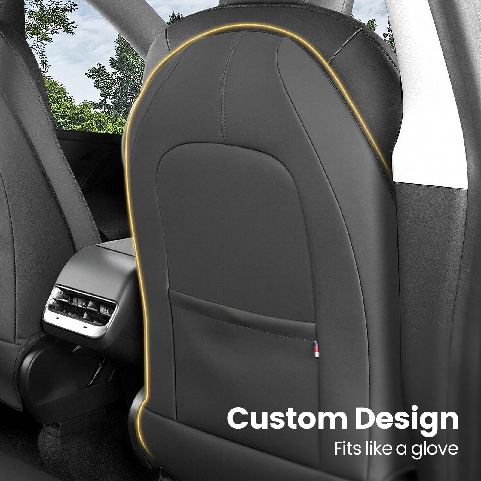 Viaviat Protège-repose-pieds pour siège Conçu pour accessoires Tesla Model Y/3/X/S (Inclus Modèle Y 2025 & Modèle 3 Highland 2024-2025) - Housse de siège arrière imperméable et anti-rayures, Lot de 2