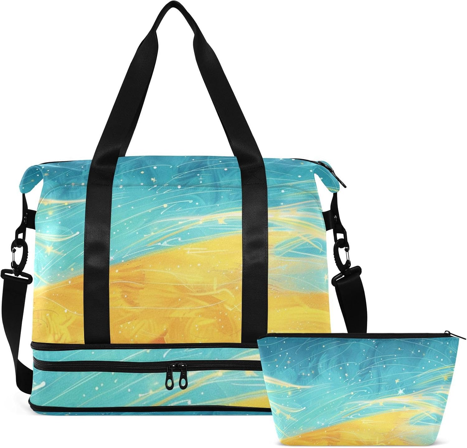 Character with Wheat Field Gym Tote Bag Large Carry On Bag with Adjustable Strap for Trekking Foldable
