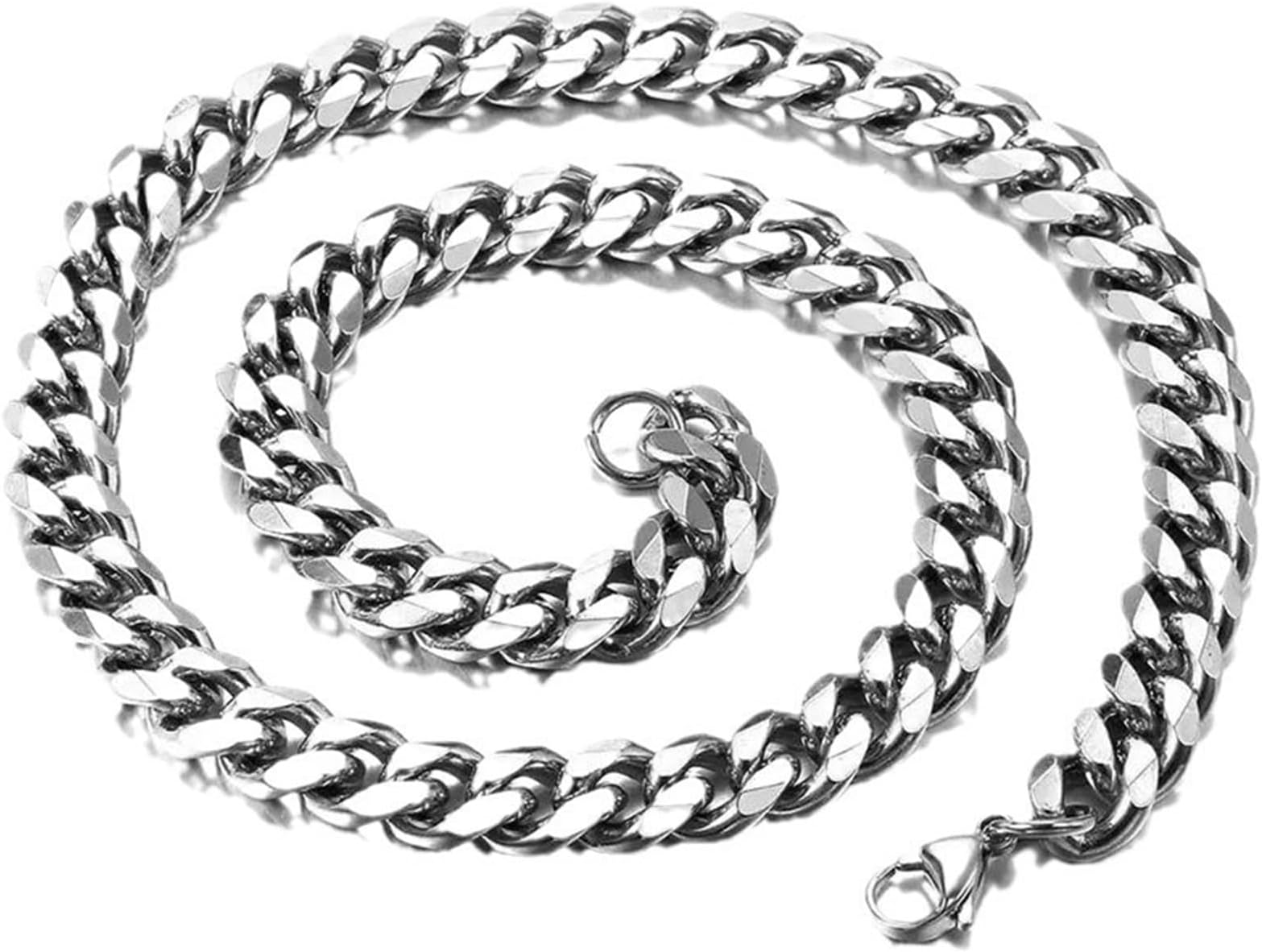 Mens Silver Chains, Neck Link Chains for Men Man Women Boys Kids, 3/5/7mm Thick, 45/50/55/60cm Length