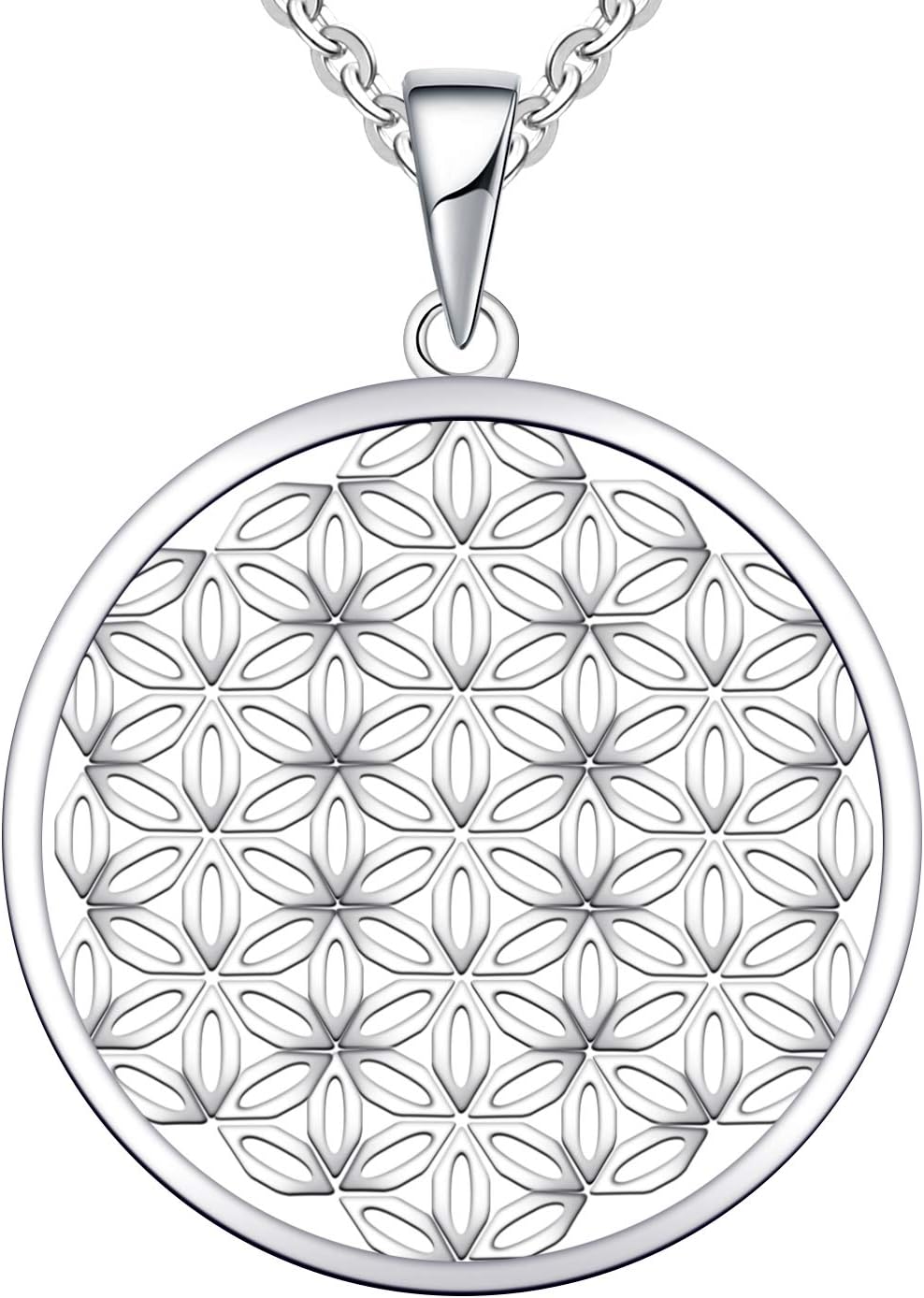 Flower of Life Necklace,925 Sterling Silver Family Coin Pendant Necklace