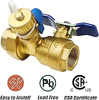 Vista 3 de 3/4 Inch IPS Isolator Tankless Water Heater Service Valve Kit with Pressure Relief Valve, Clean Brass, 3/4 Inch Service Installation Valve for