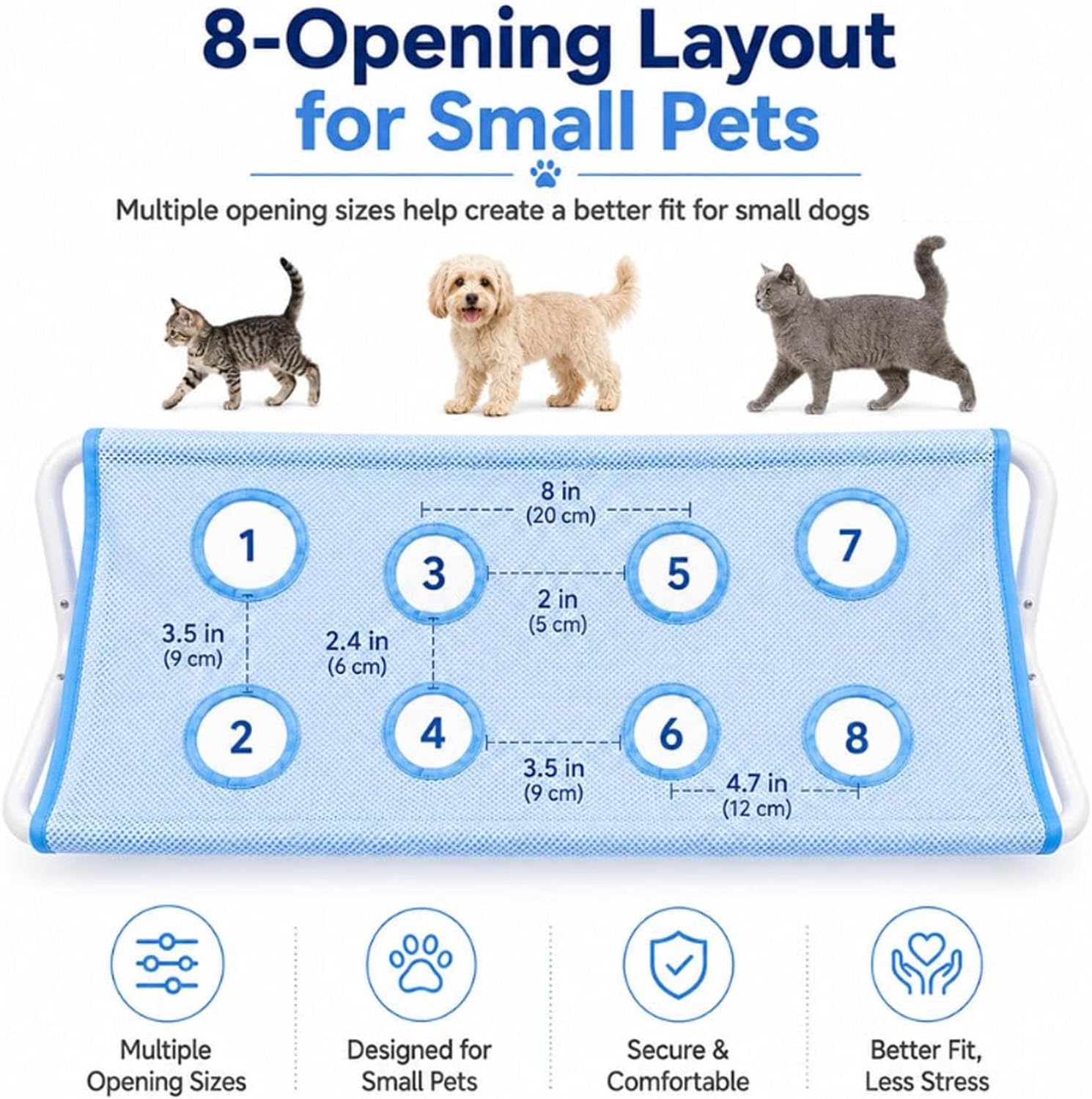 Soporte para Bañar Perros, Foldable Pet Grooming Bath Hammock, Detachable Pet Bathing Stand, 2-in-1 Foldable Pet Grooming Bed, Pet Shower Holder with Quick Dry Mesh Secure Support Strap (Blue) image 5