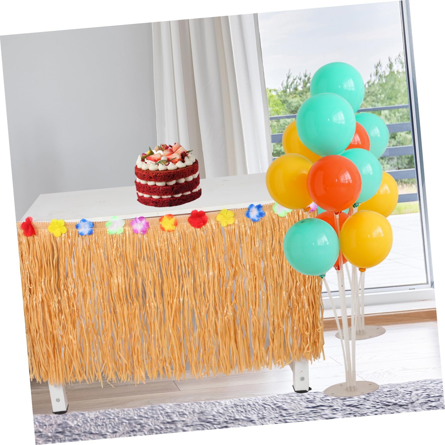 SOLUSTRE Garland Hawaiian Party Table Skirt Tropical Decor Stylish Table Skirt Essential for Beach Gatherings
