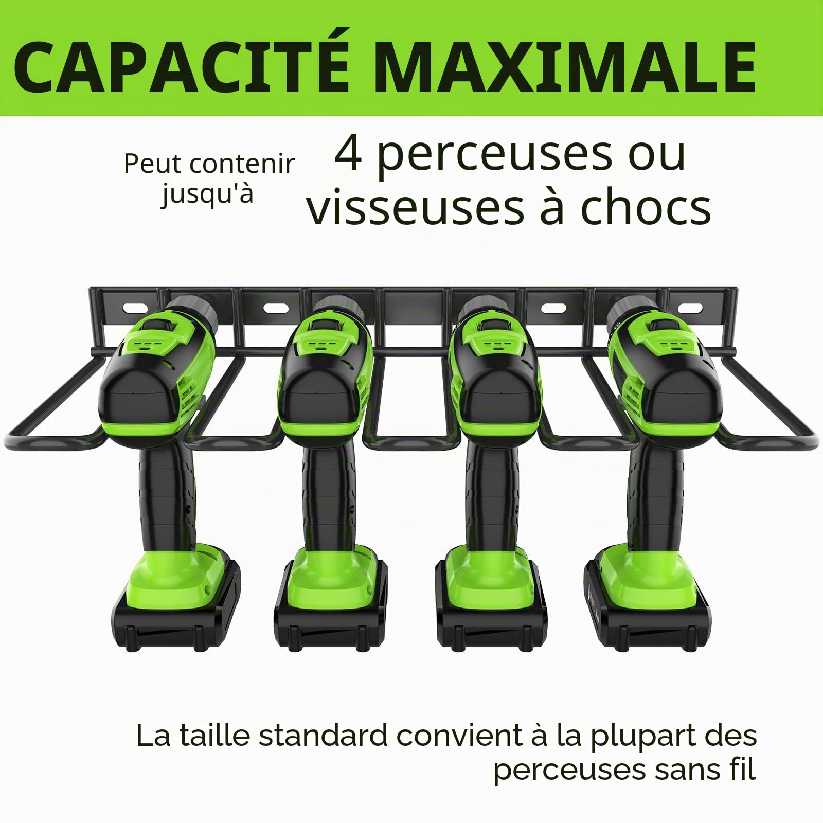 ENONCI Lot de 2 organiseurs muraux pour outils électriques, support mural épais et robuste pour perceuse de garage, panneau perforé, 37,8 x 17,3 x 4,3 cm, cadeaux pour papa, mari