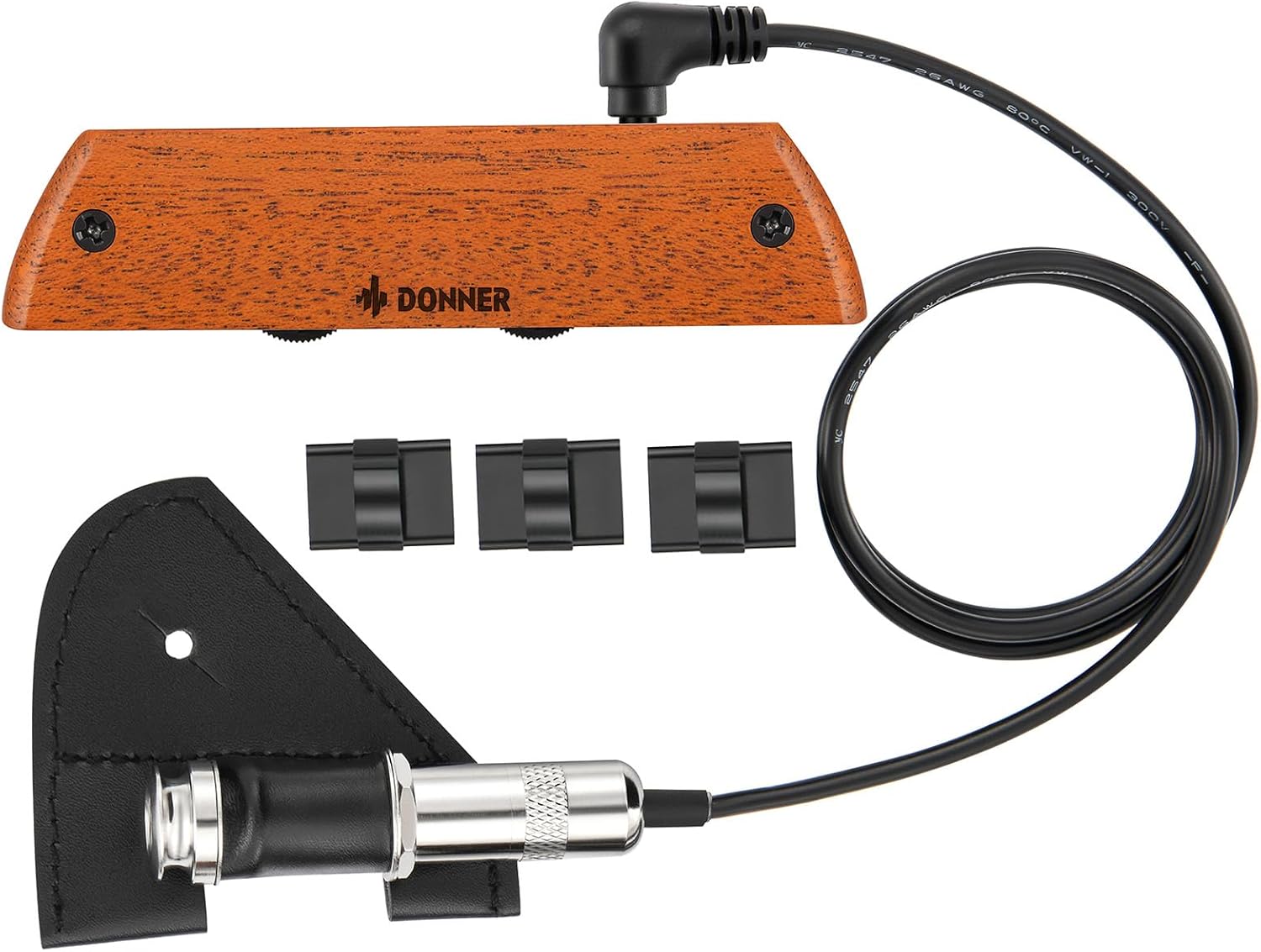 Donner Acoustic Guitar Pickup, Guitar Pickups Passive Mahogany Soundhole Pickup with Humbucker Volume Tone Control, Fits 3.8” to 3.94” Soundhole Diameter
